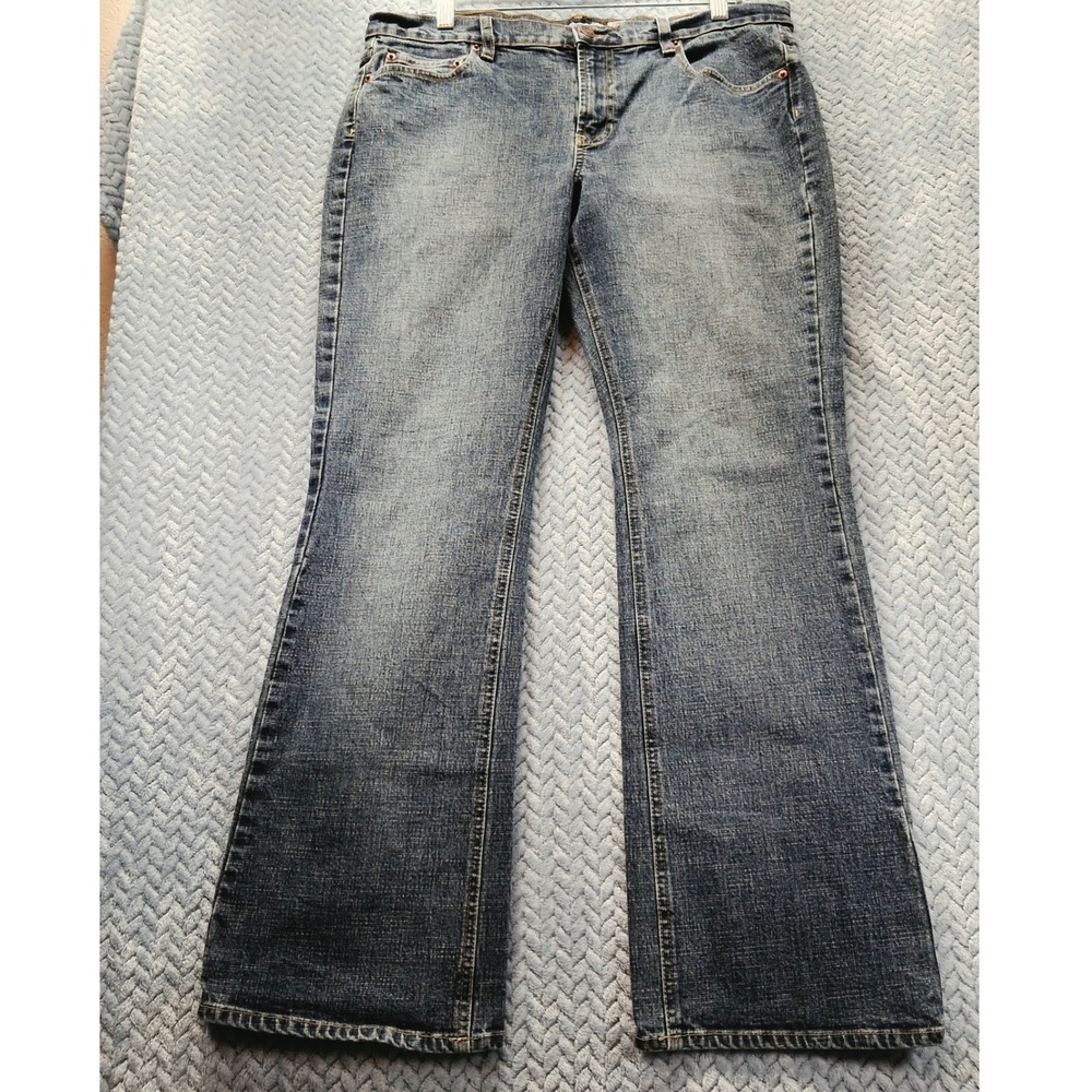 Old Navy Womens 12 Short Low Waist Bootcut Jeans Stretch Medium Wash Blue Denim